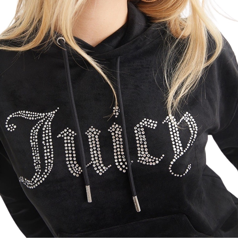Juicy Couture | Oversized Big Bling Velour Hoodie in Black Licorice - Sz M (NWT) - Picture 6 of 9